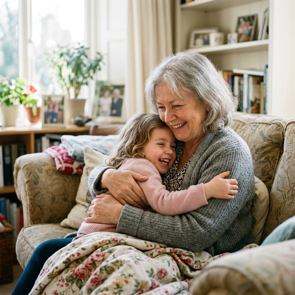 Grandparent close with grandchild